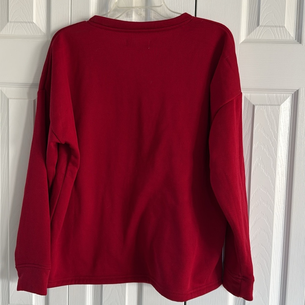 NWT Rae Dunn Women's CHEER Red Sweatshirt- Preowned Rae Dunn Red Joggers Set- L - Picture 6 of 16